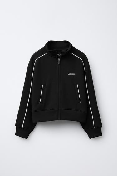 سويت شيرت بالمودال ببييهات بلون متباين - أسود الخاص بـ Zara - صورة 0