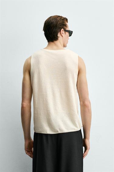 DÉBARDEUR EN TRICOT LIN - COTON - Écru de Zara - Image 2