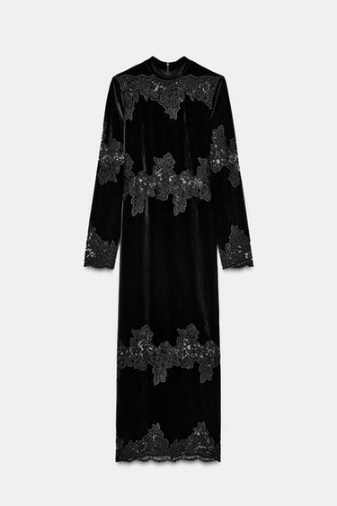 VELVET LACE DRESS - Black by Zara