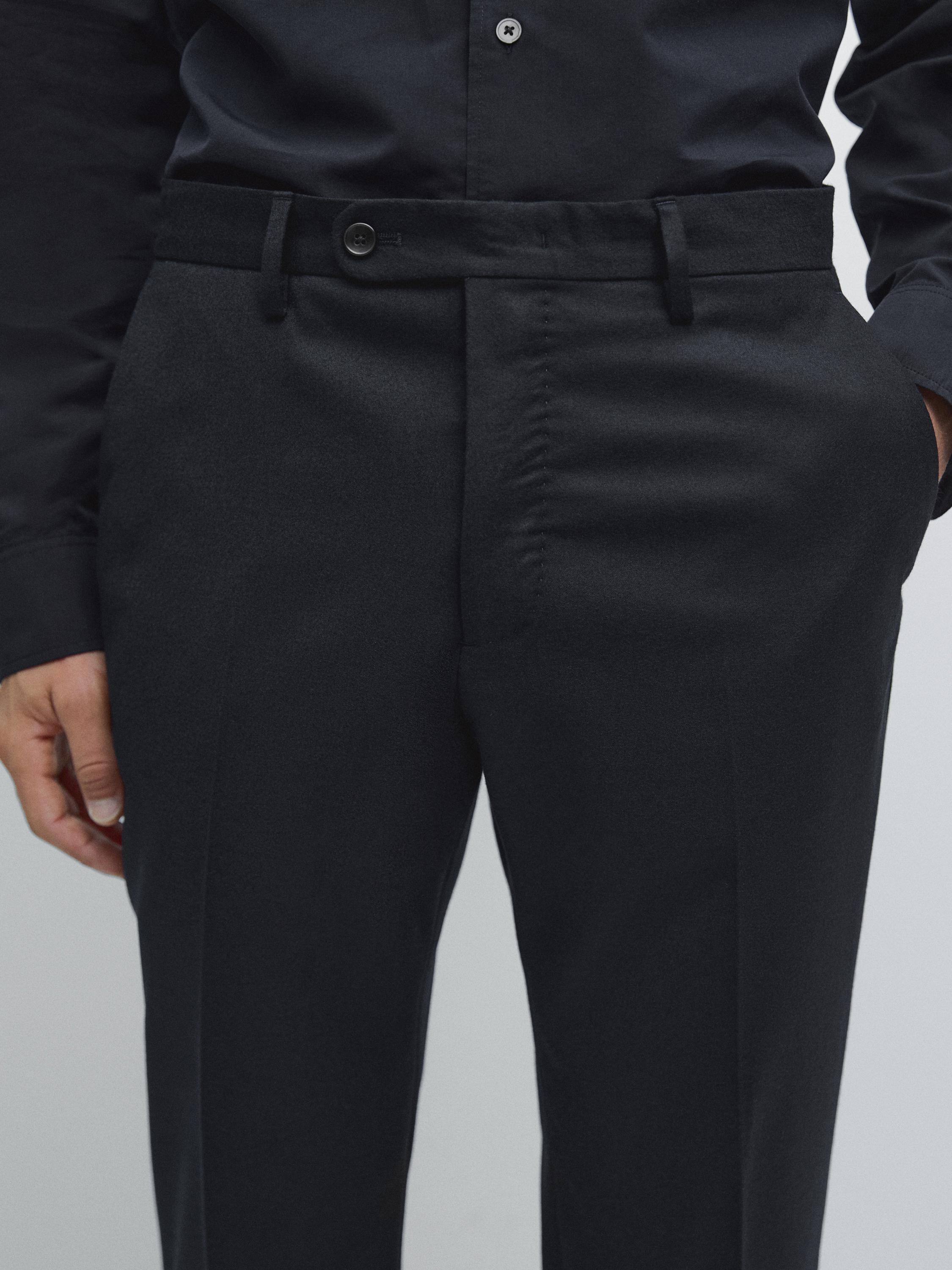 Wool blend flannel suit trousers