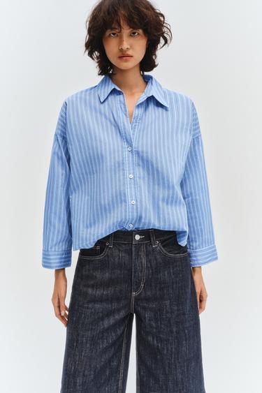 Zara 排扣府綢襯衫 - 裸色 / 紅色