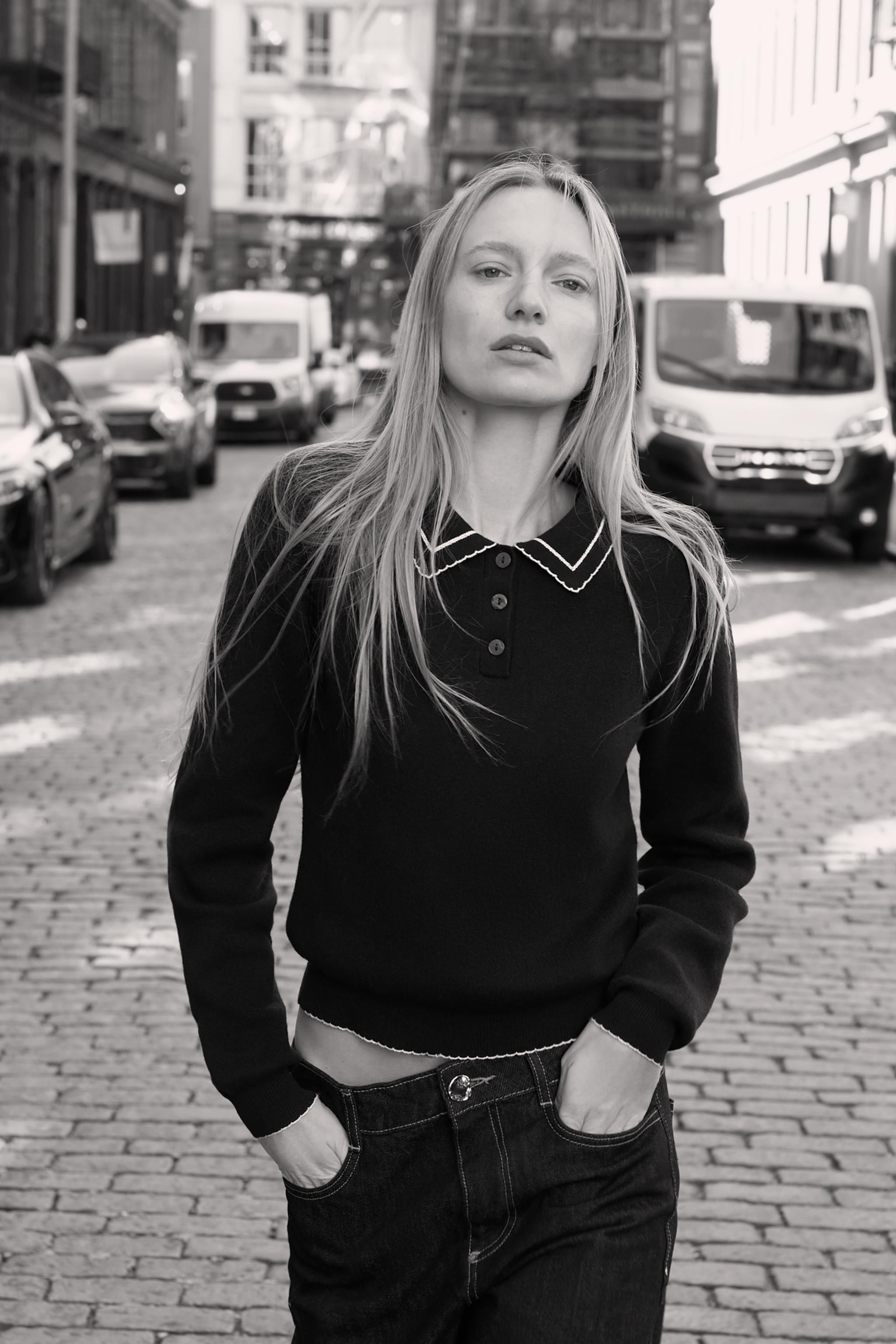 KNIT POLO SHIRT WITH CONTRAST TRIMS - Dark navy | ZARA South Africa