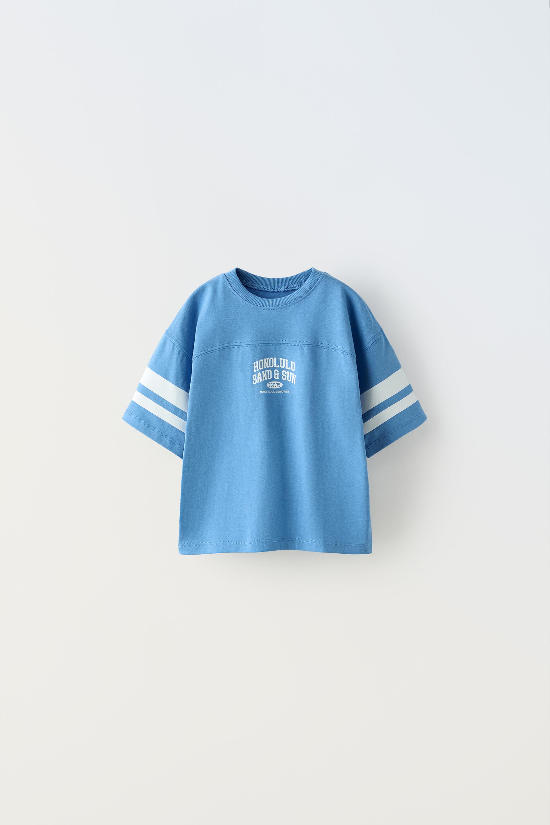 STRIPED VARSITY T-SHIRT - Blue | ZARA United States