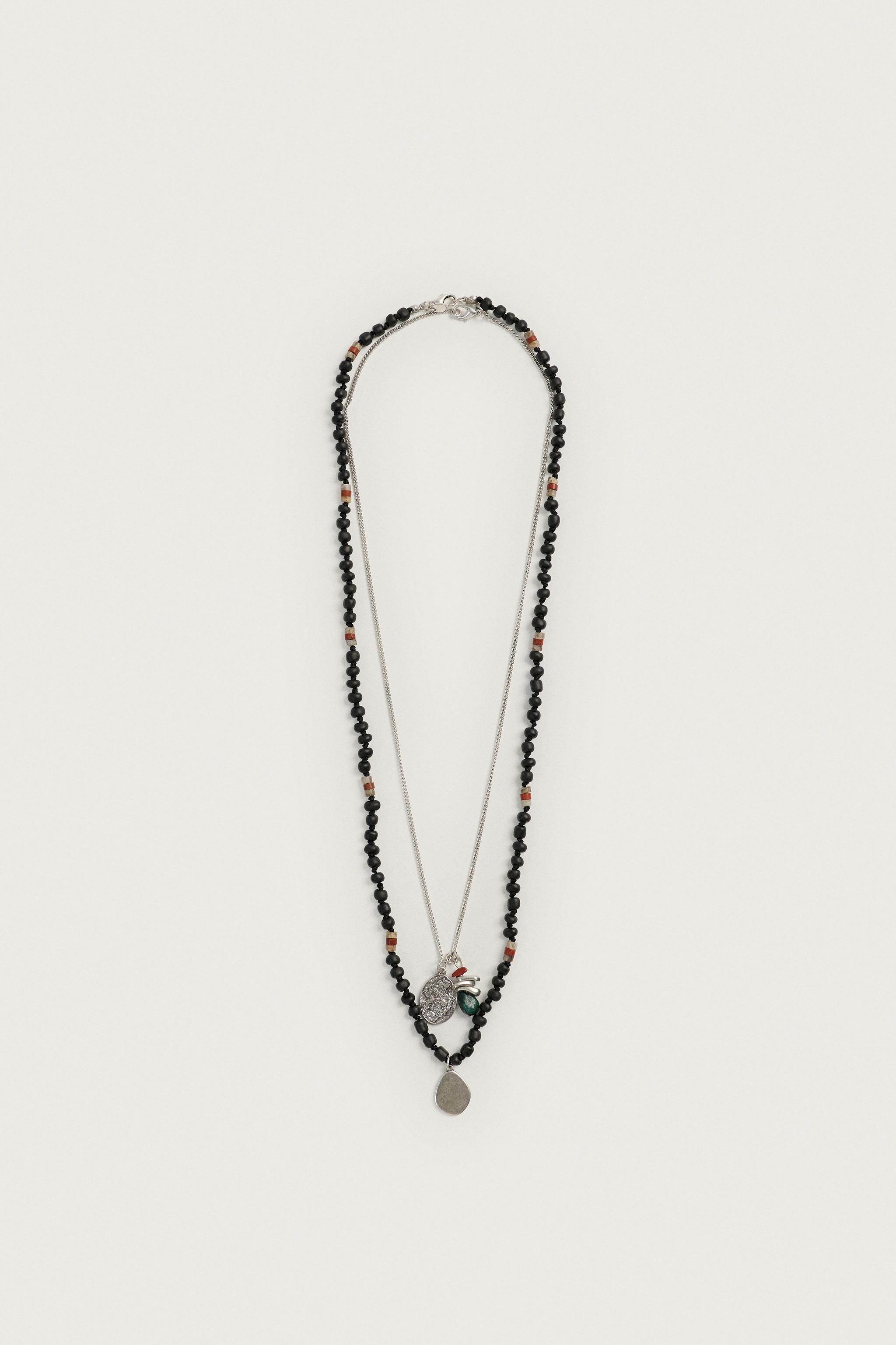 PACK OF 2 MIXED BEADED NECKLACES — Multicoloured