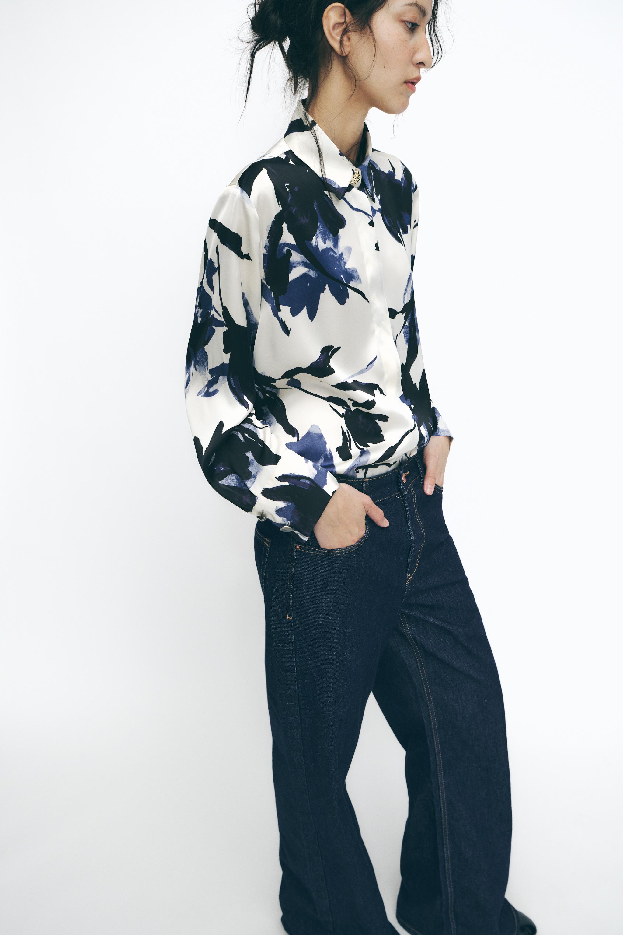 ZARA リーフ柄シャツ 4922/607 リーフ柄シャツ - ブラック | ZARA Japan / 日本