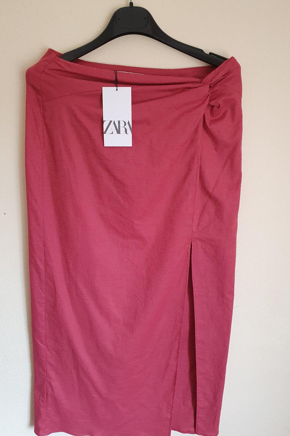 LINEN BLEND KNOTTED MIDI SKIRT - Image 2