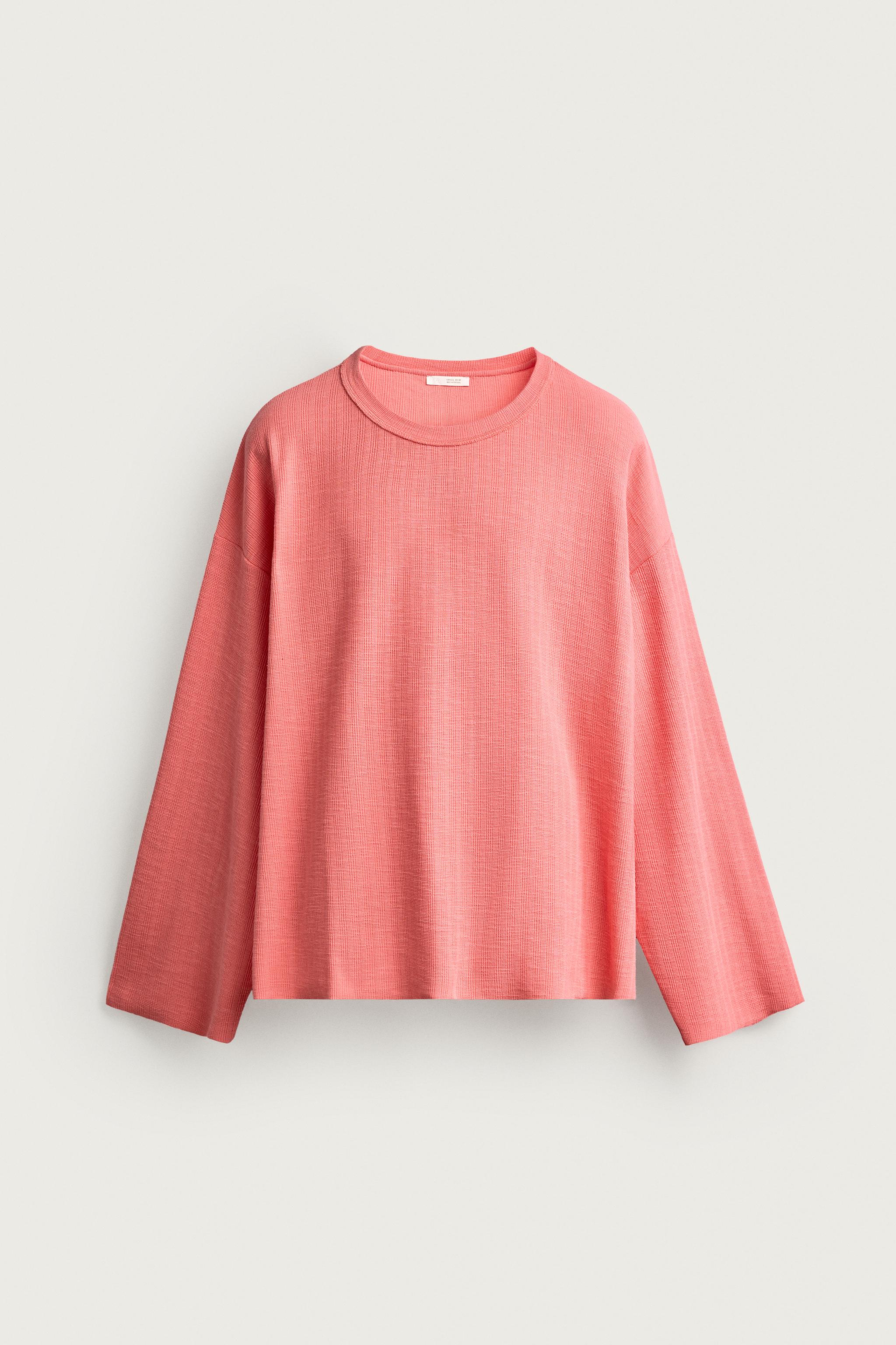 RELAXED FIT LONG SLEEVE T-SHIRT — Coral