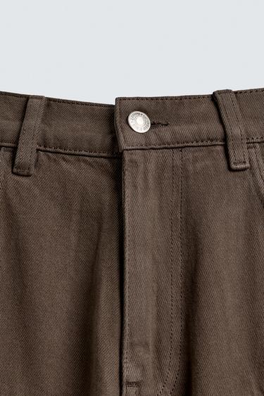 PANTALON CARGO EN DENIM À POCHES - Marron de Zara - Image 8