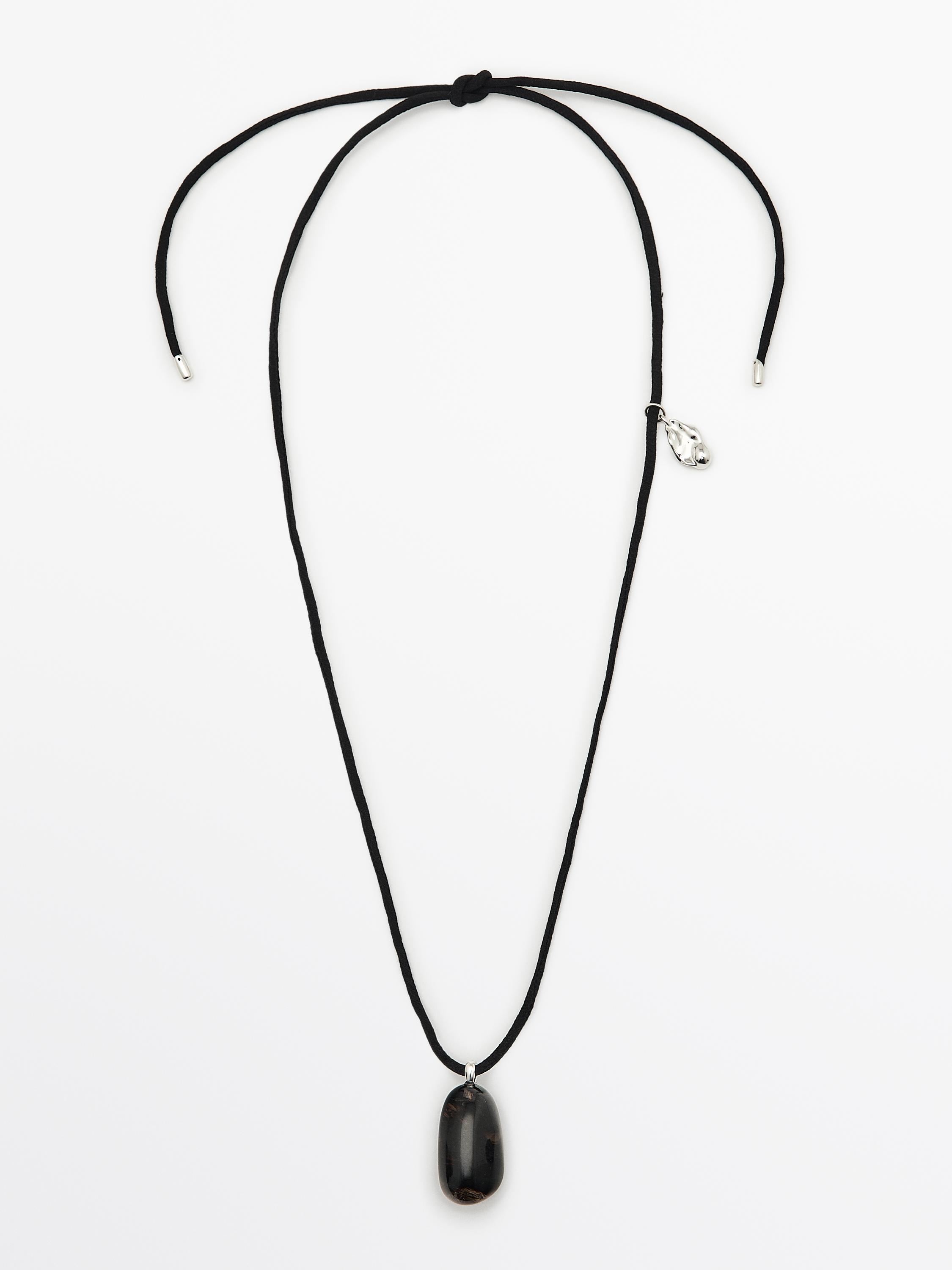 Stone cord necklace - Black | ZARA United States Stone cord necklace - Black | ZARA United States