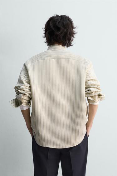 CHEMISE RELAXED FIT À RAYURES - Jaune clair de Zara - Image 2