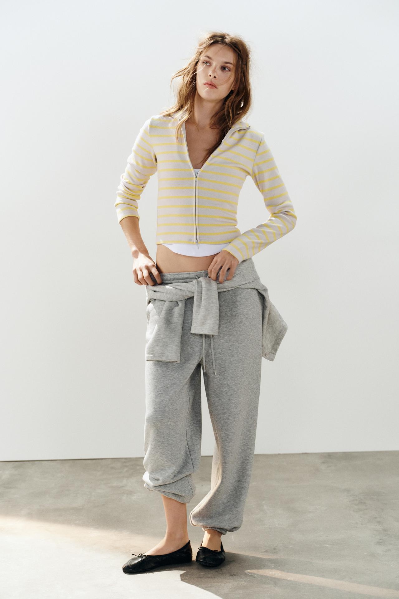 STRIPED ZIP JACKET — Light yellow