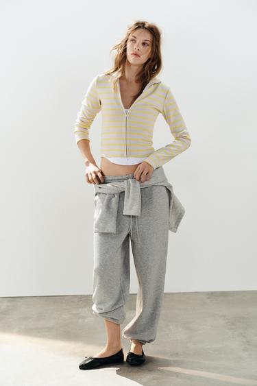 STRIPED ZIP JACKET — Light yellow 2