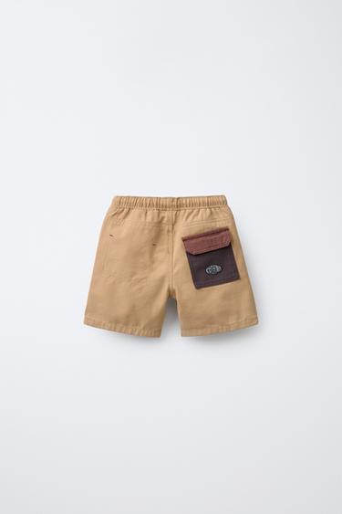 TWILL BERMUDA SHORTS WITH CONTRAST POCKET - camel by Zara - Image 1