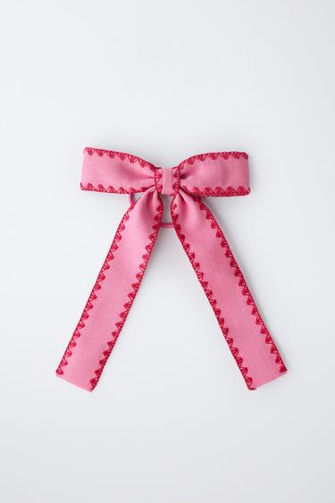 CHOUCHOU À NŒUD ET BORDS CONTRASTÉS - Rose de Zara - Image 3