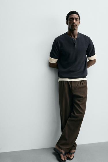 HAUT EN MAILLE À COL TUNISIEN - Bleu marine foncé de Zara - Image 5