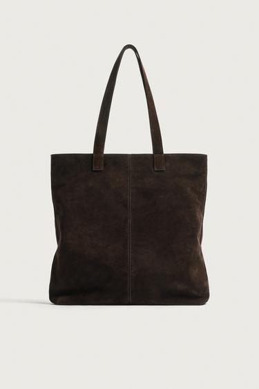BOLSO SHOPPER PIEL - Marrón de Zara