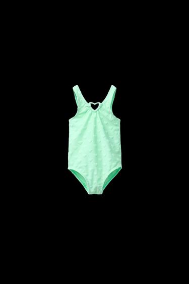 1-6 AÑOS/ BAÑADOR CORAZONES TOALLA - Verde de Zara - Imagen 0