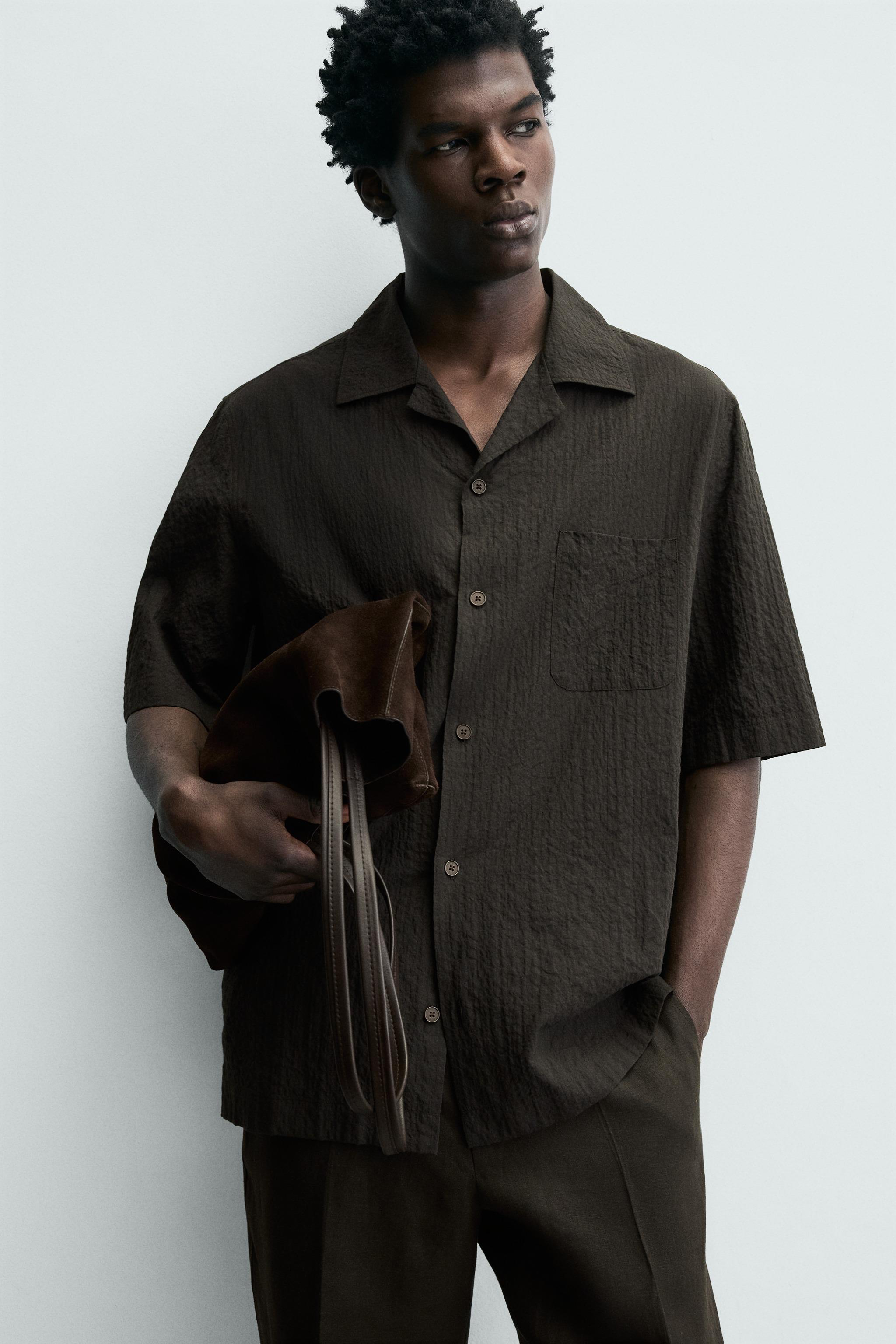 SEERSUCKER COMFORT SHIRT - Brown | ZARA United States