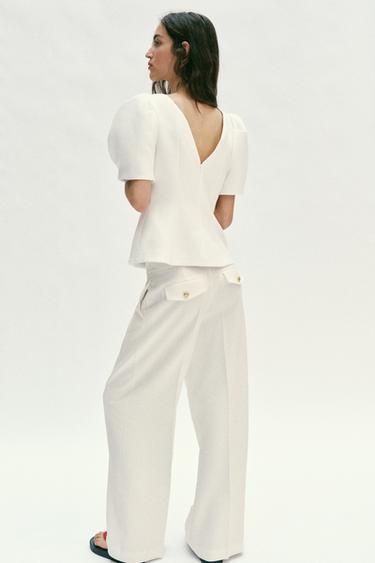 PUFF SLEEVE TOP - Ecru by Zara - Image 3