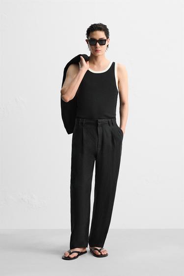 Zara 撞色無袖背心 - 黑色