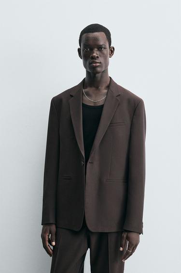 BLAZER DE TERNO COM LÃ - Marrom da Zara