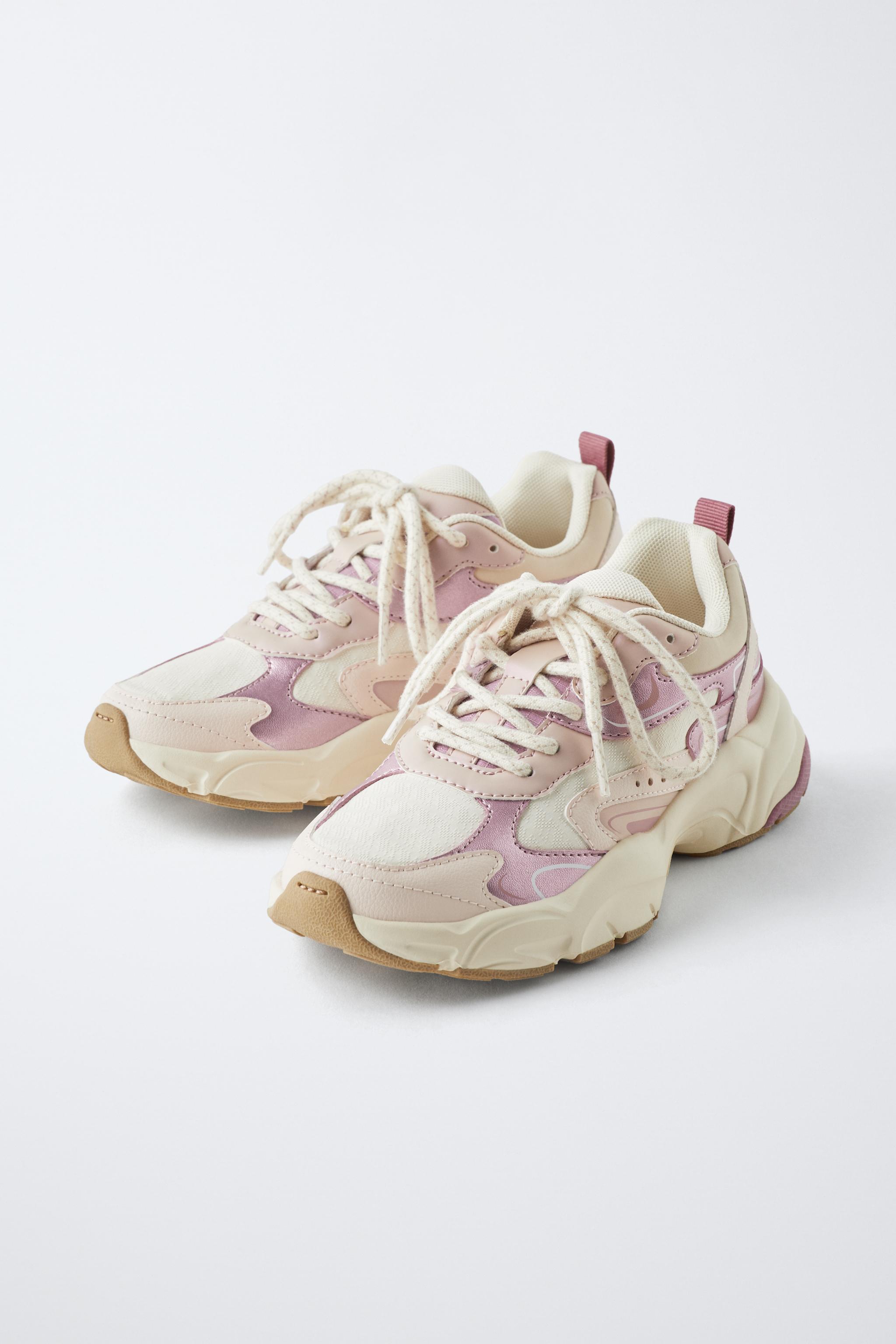スペイン発送 ZARA カラースポーティシューズ ピンク カジュアル 210.jpg