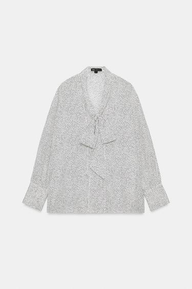 CAMISA LAZADA LUNARES ZW COLLECTION - Crudo / Negro de Zara - Imagen 0
