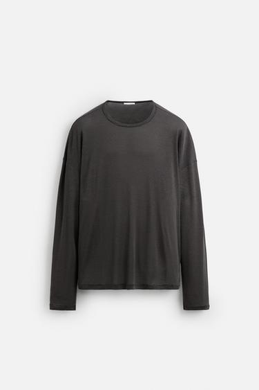GESTREIFTES T-SHIRT - Grau von Zara - Bild 0