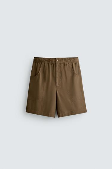 LONG SEAM SWIMMING TRUNKS - Brown by Zara