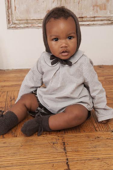 LIMITED EDITION STRIPED PETER PAN COLLAR SHIRT - brown/white by Zara