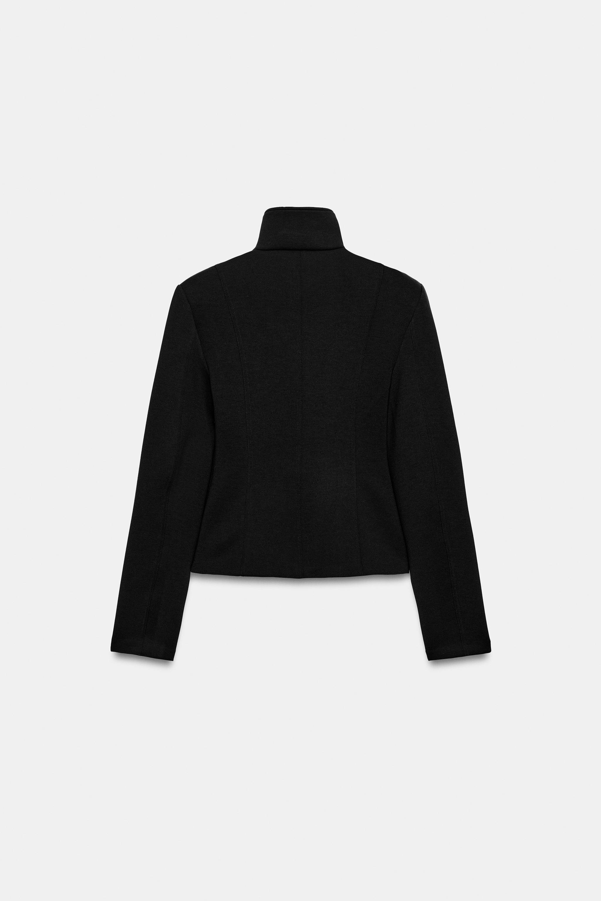 SHOULDER PAD ZIP JACKET — Black