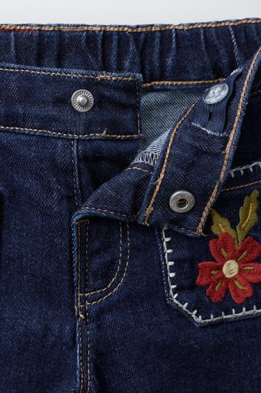 EMBROIDERED POCKET MARINE JEANS - Blue by Zara - Image 2