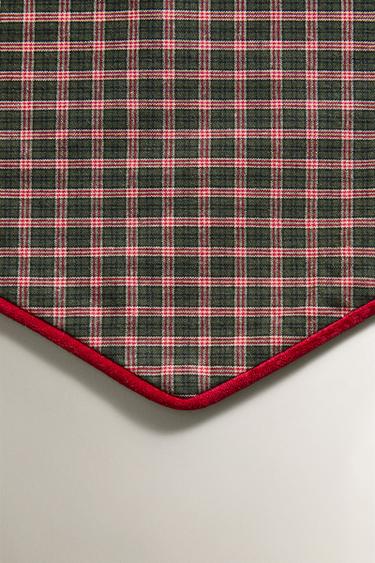 CHECK COTTON CHRISTMAS PET BANDANA - Green by Zara - Image 1