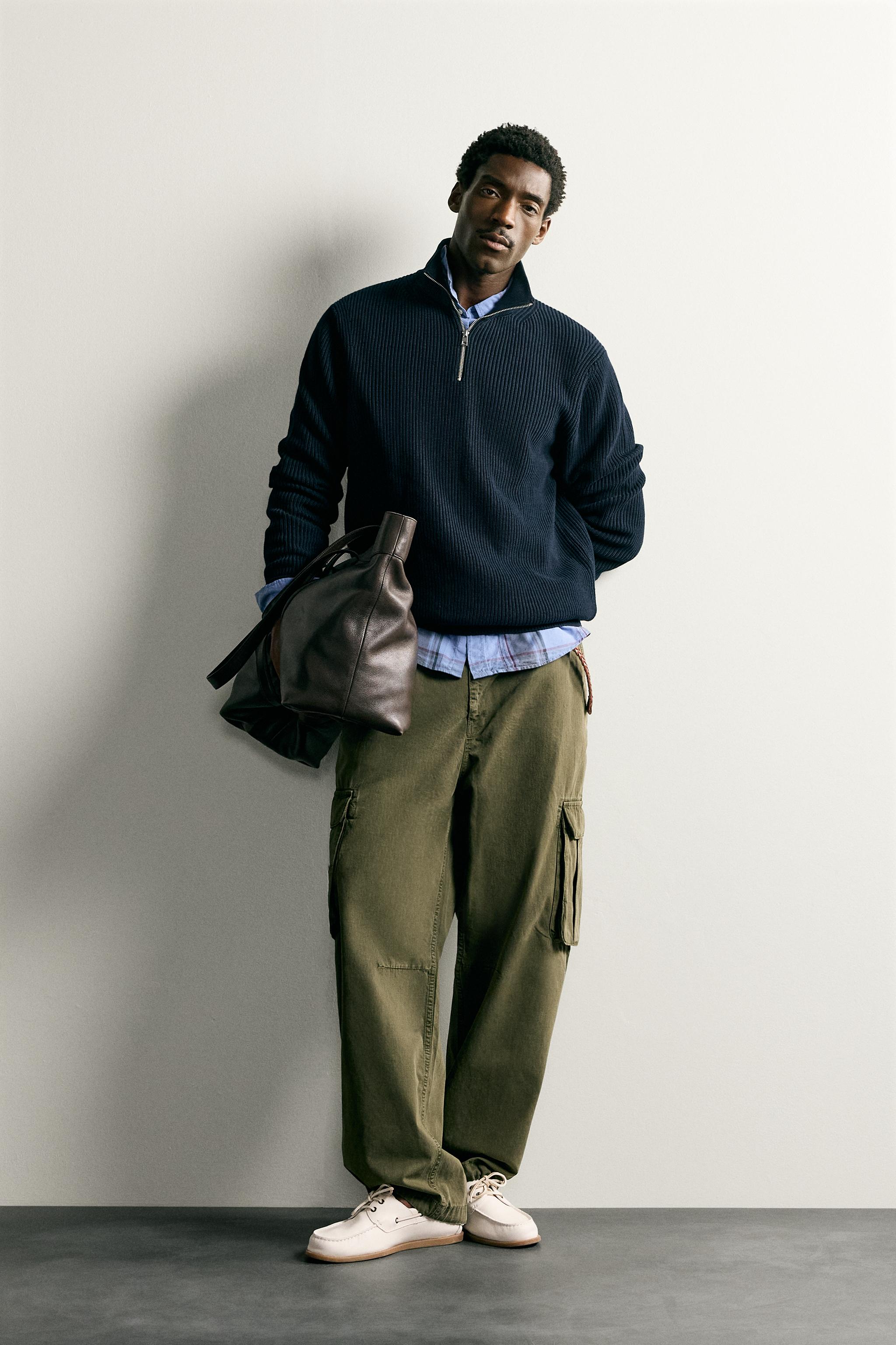 PURL KNIT QUARTER-ZIP JUMPER - Navy blue | ZARA Canada