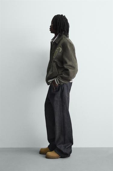 FAUX SUEDE BOMBER JACKET - Light khaki by Zara - Image 3