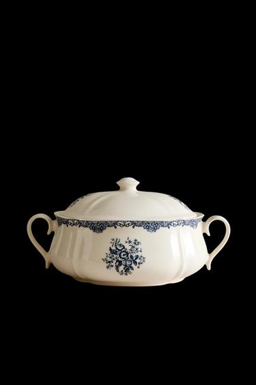 FLORAL EARTHENWARE SERVING TUREEN - Blue by Zara - Image 0