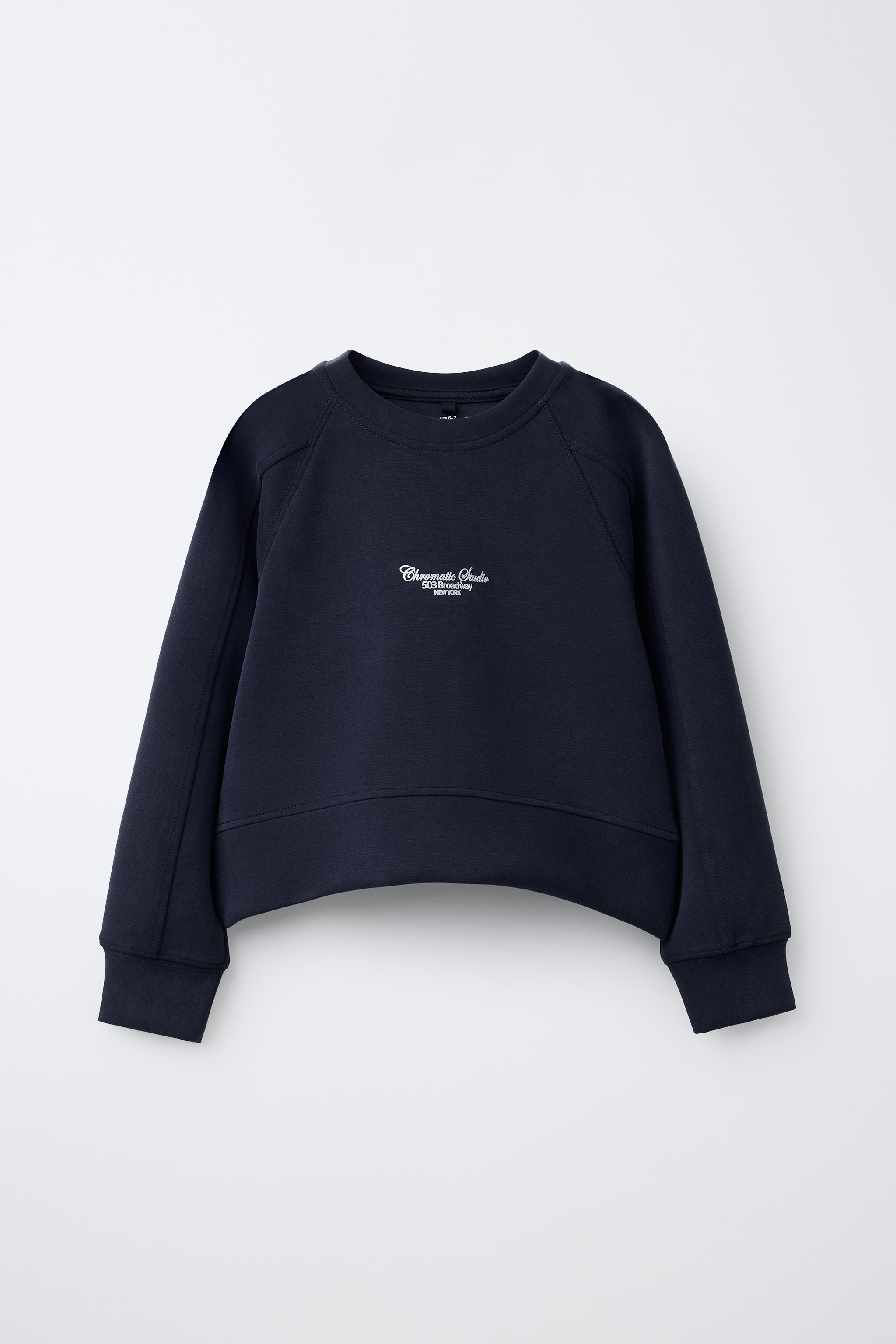 RAISED TEXT SWEATSHIRT - Blue | ZARA United States