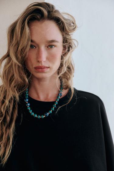 Zara FLOWY OVERSIZED T-SHIRT - Black