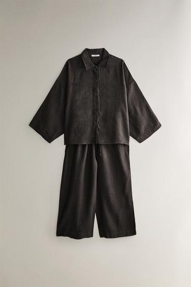 LINEN SHIRT - Dark grey by Zara - Image 4
