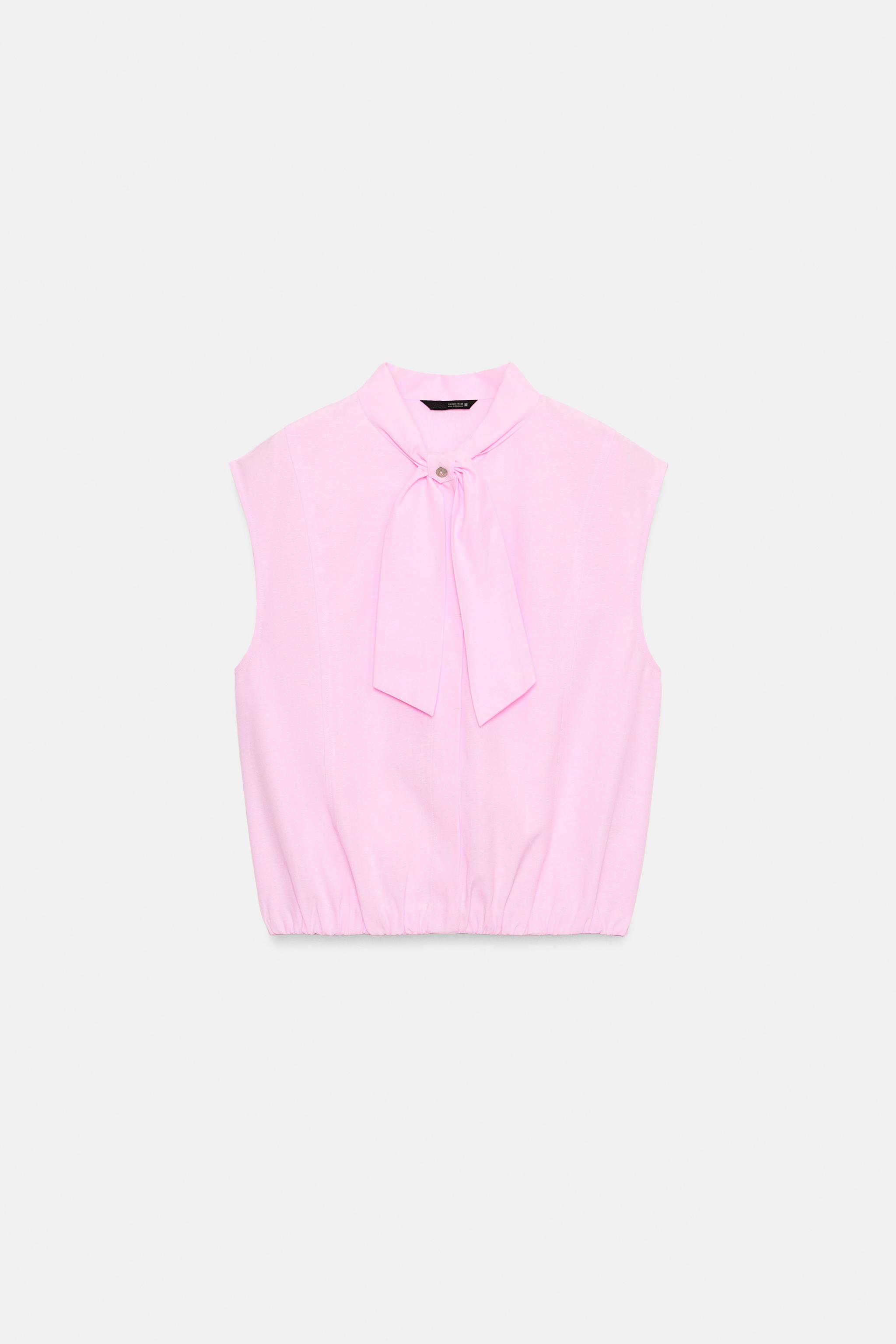 SLEEVELESS BOW BLOUSE