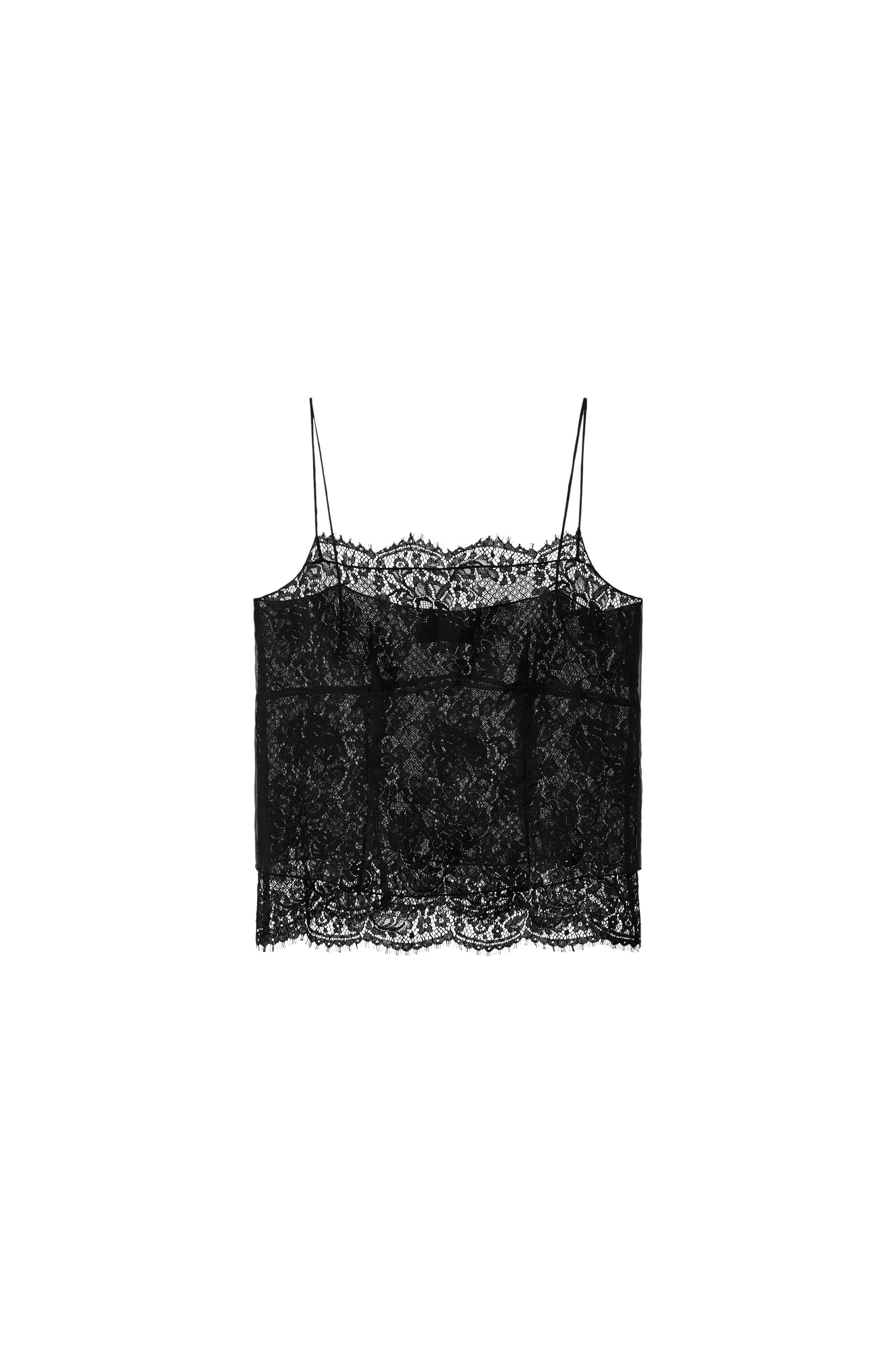 ZW COLLECTION 100% SILK LINGERIE TOP - Black | ZARA United States