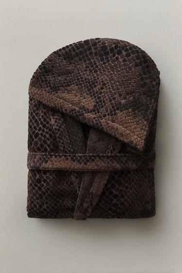 ANIMAL PRINT VELOUR DRESSING GOWN - Brown by Zara