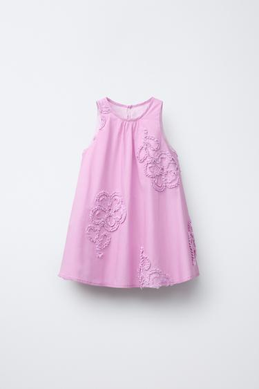 3D FLORAL POPLIN DRESS - Fuchsia by Zara