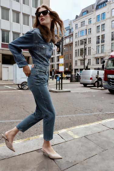Z.01 MOM FIT COMFORT HIGH-WAIST JEANS - Blue / Green by Zara