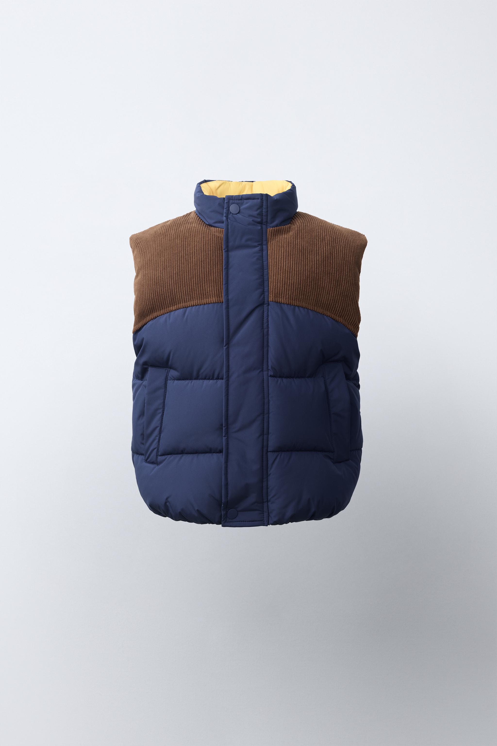 COMBINED WATER-REPELLENT PUFFER VEST - Brown-Blue | ZARA Canada
