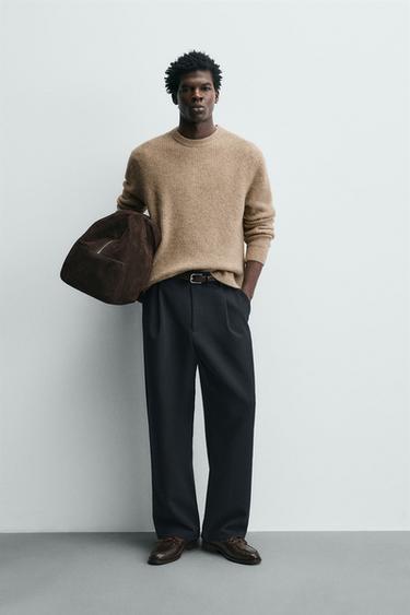 REGULAR FIT WAFFLE-KNIT JUMPER - Dark beige by Zara