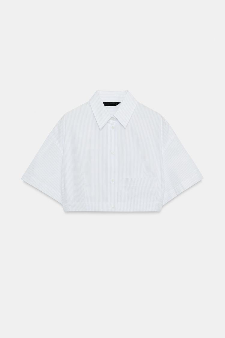 Camisa corta de popelín a rayas 6
