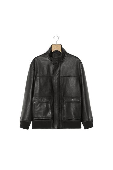 CAZADORA RELAXED FIT PIEL ORIGINS - Negro de Zara