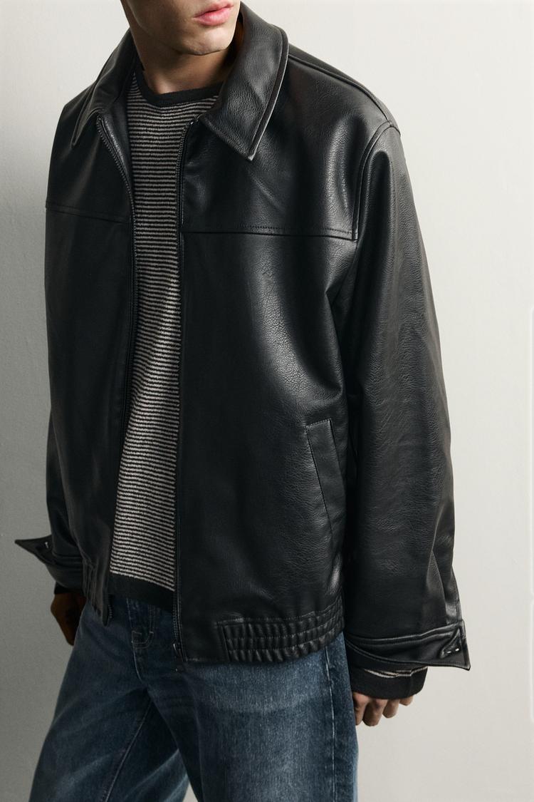 Chaqueta de efecto cuero de corte relajado 5
