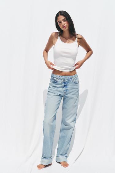 Z1975 STRAIGHT FULL LENGTH HIGH-WAIST WRAP WAIST JEANS - Light blue by Zara - Image 0
